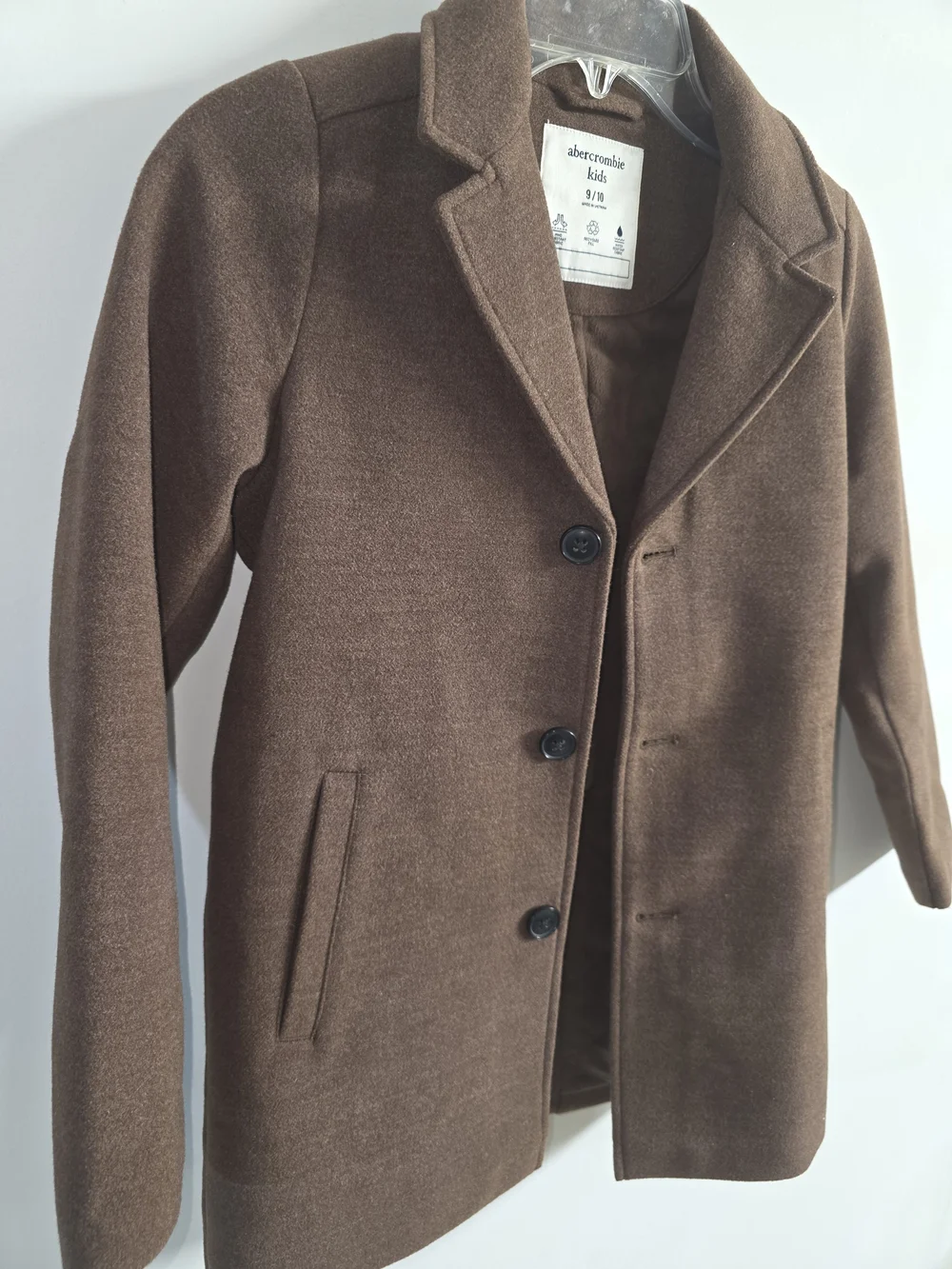 Abercrombie Kids Brown Wool-Blend Pea Coat Size 9/10 Brown.